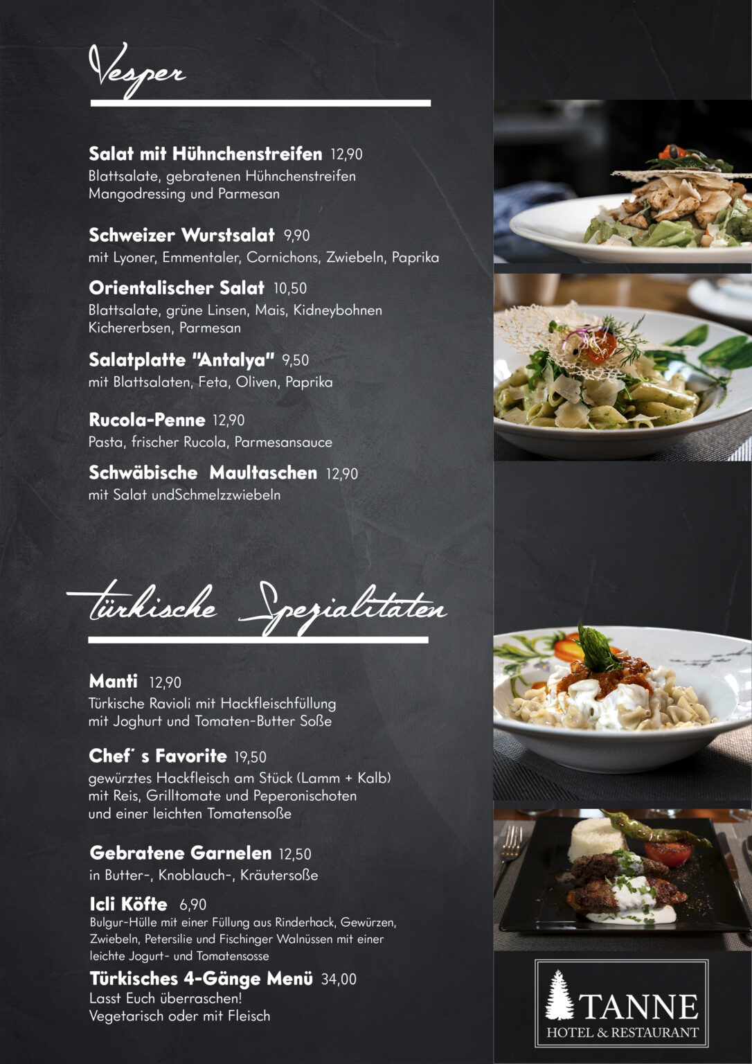 Speisekarte Landhotel Tanne